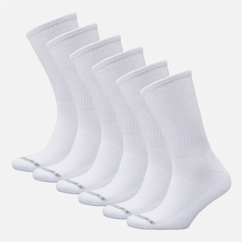 SKECHERS Six Pack Crew Socks White Traditional