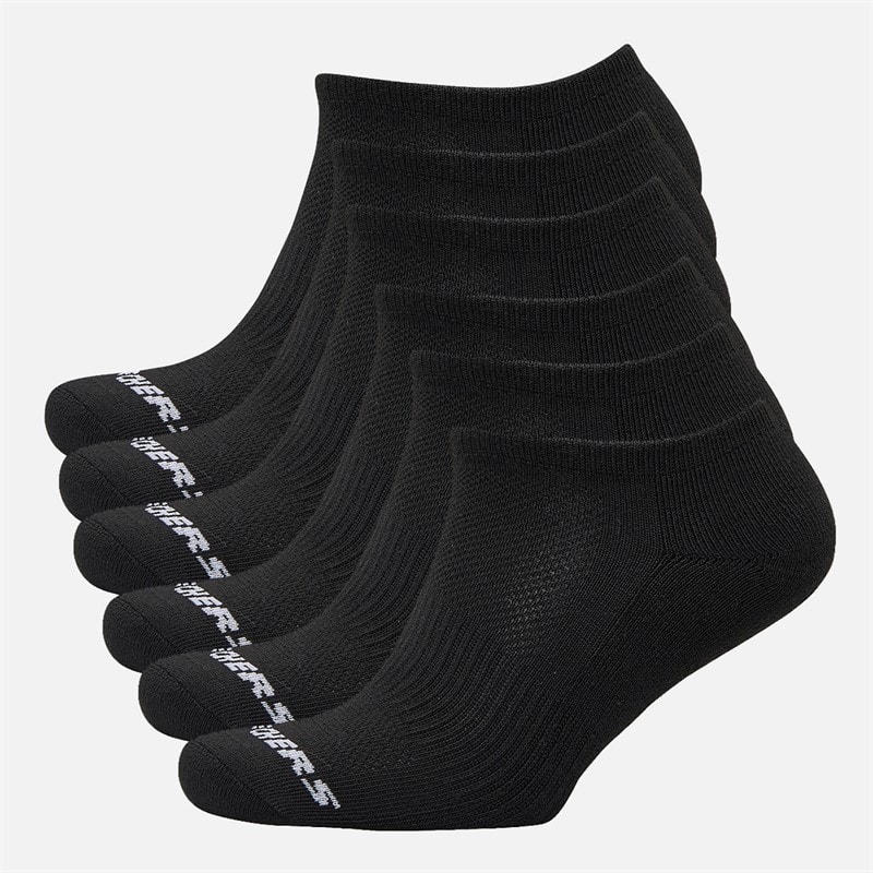 SKECHERS Six Pack No Show Socks Black
