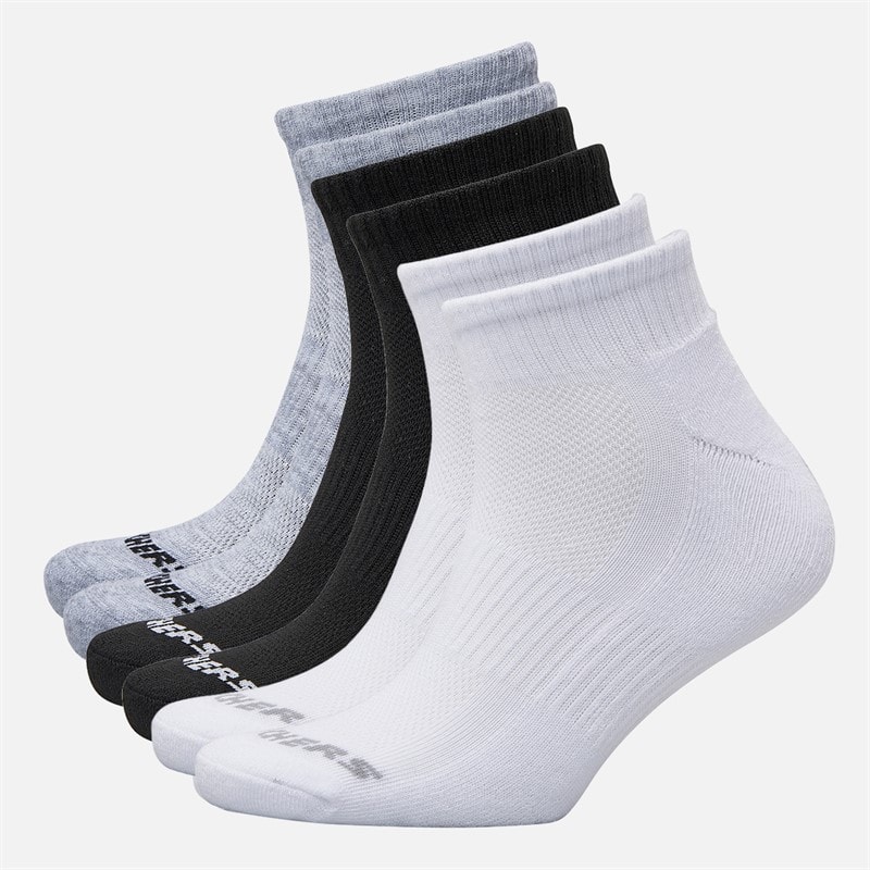 SKECHERS Six Pack Quarter Socks White/Black/Grey