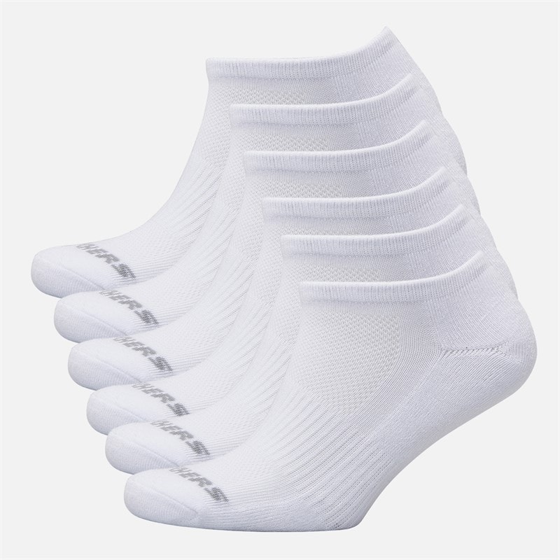 SKECHERS Six Pack No Show Socks White Traditional