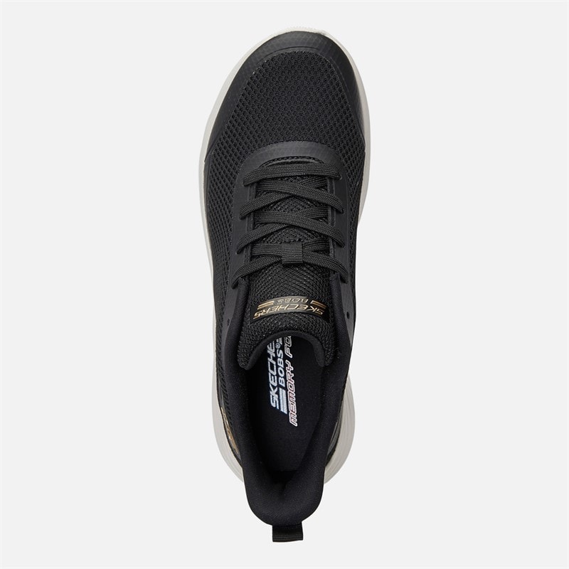 SKECHERS Womens Skechers Bobs Sport Squad Waves Still Trainers Black/White - Image 4