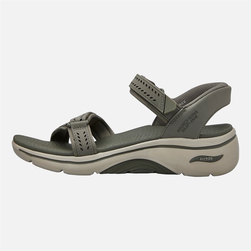 SKECHERS Womens Go Walk Arch Fit 2.0 Candace Sandals Olive