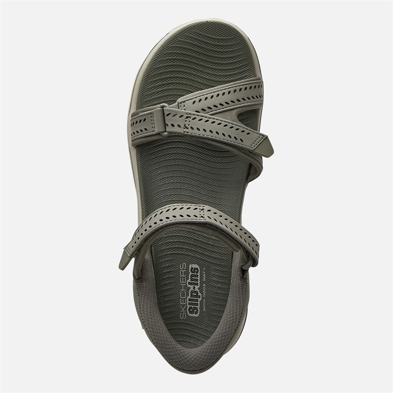 SKECHERS SPORT SKECHERS Womens Go Walk Arch Fit 2.0 Candace Sandals Olive - Image 4