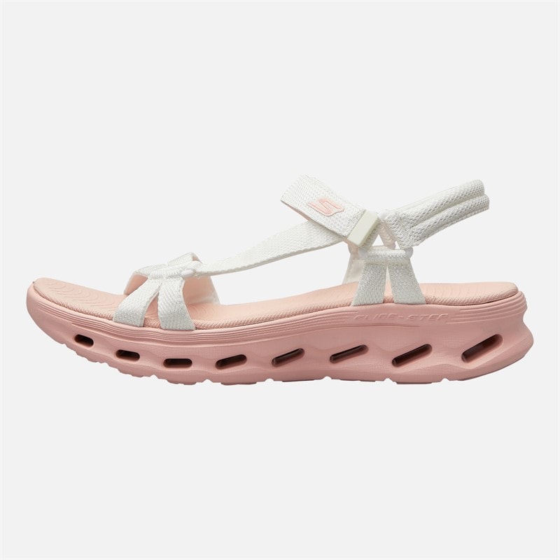 SKECHERS Womens Go Walk Glide-Step 2.0 Rowen Sandals White/Pink - Image 1