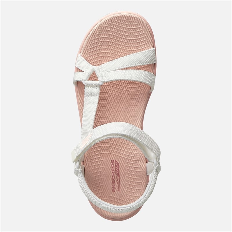 SKECHERS Womens Go Walk Glide-Step 2.0 Rowen Sandals White/Pink - Image 4