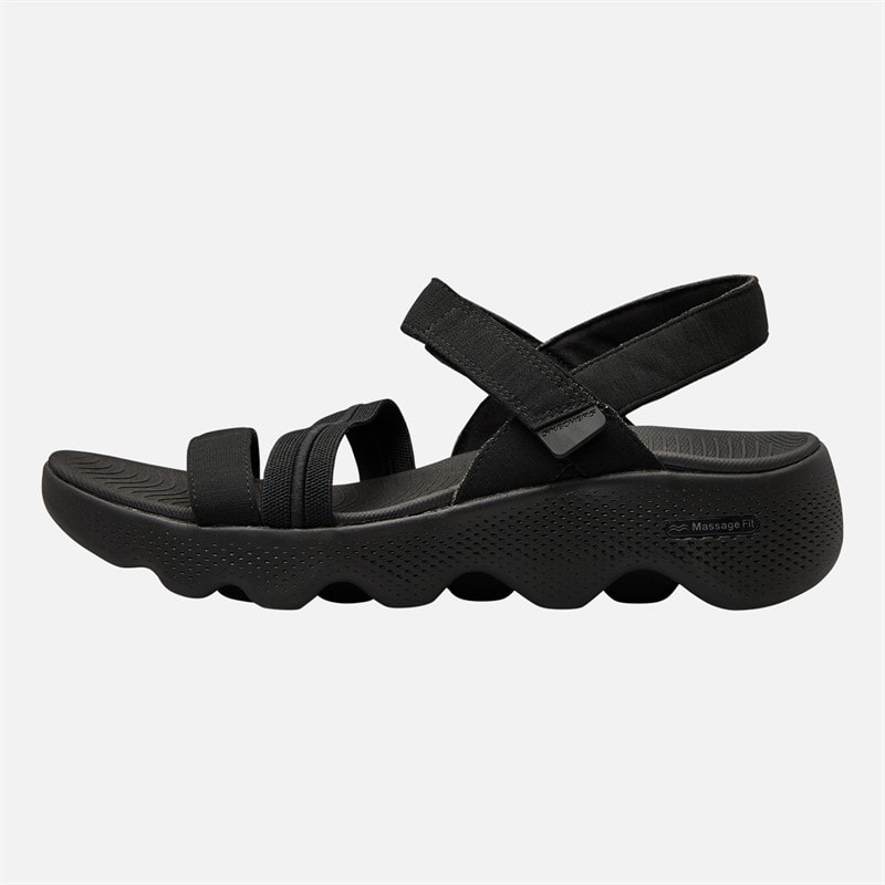 SKECHERS Womens Go Walk Massage Fit Incite Sandals Black - Image 1