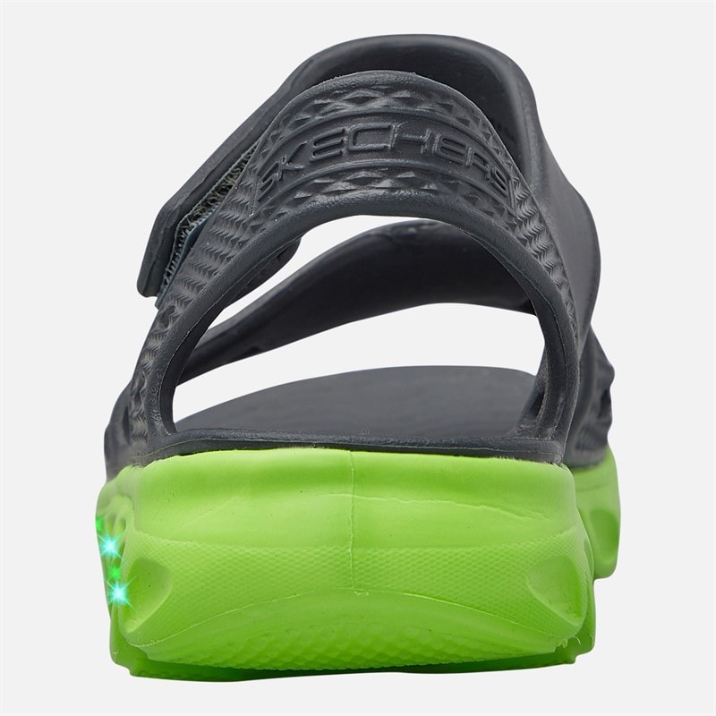 SKECHERS SPORT SKECHERS Boys Hypno-Splash Solzo Sandals Charcoal/Lime - Image 3