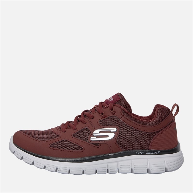 SKECHERS Mens Burns Agoura Trainers Burgundy