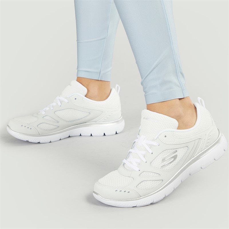 SKECHERS Womens Summits Suited Trainers White/Silver