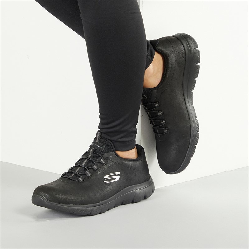 SKECHERS Womens Summits Itz Bazik Trainers Black/Black