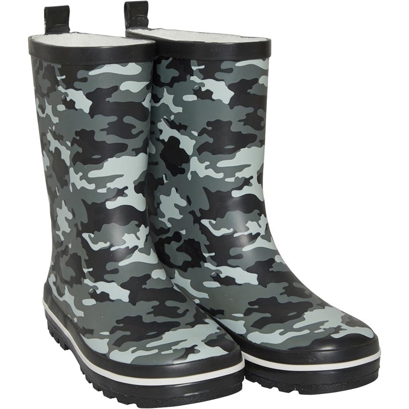 Mad Wax Junior Boys Camouflage Print Wellies Grey Camo