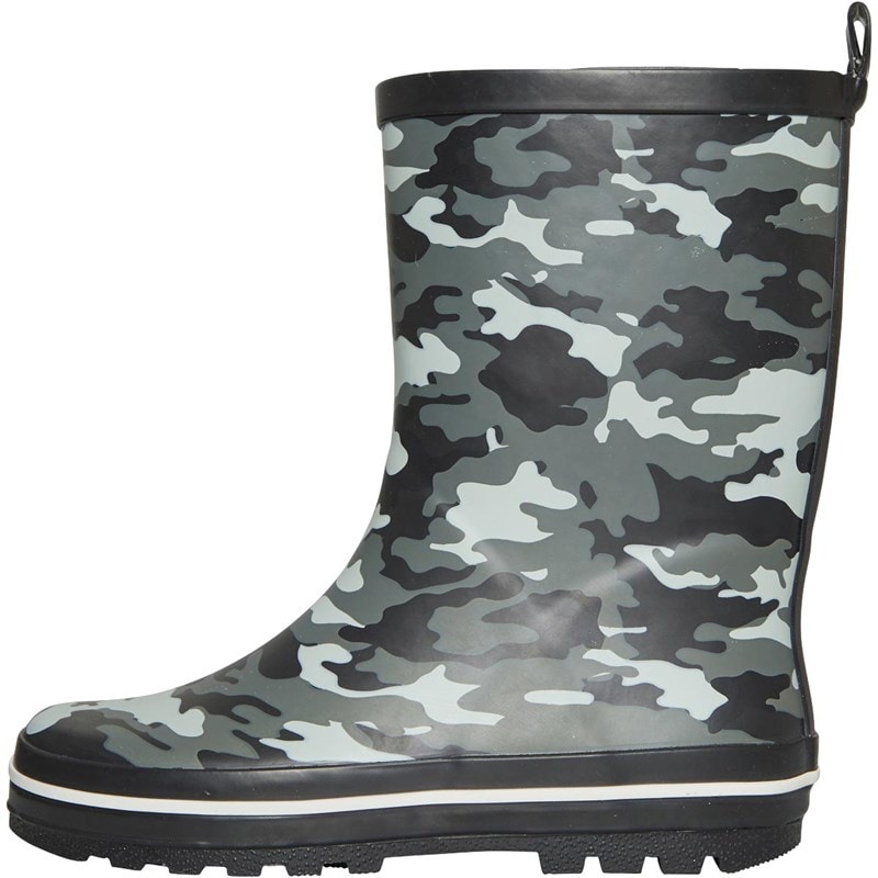 Mad Wax Junior Boys Camouflage Print Wellies Grey Camo - Image 2