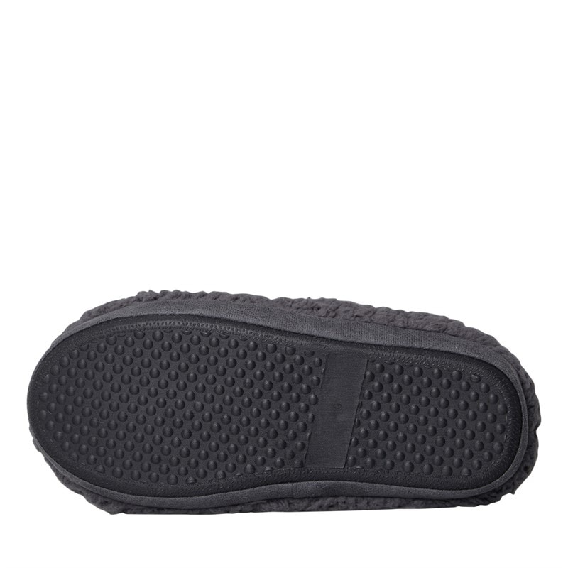 Mad Wax Mens Sherpa Fleece Bootee Slippers Charcoal - Image 3