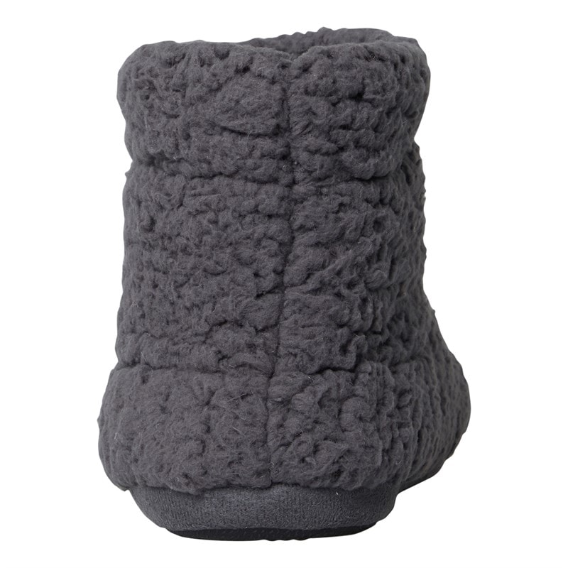 Mad Wax Mens Sherpa Fleece Bootee Slippers Charcoal - Image 4