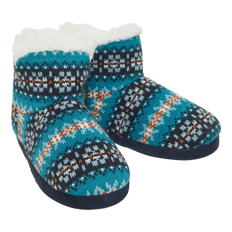 Mad Wax Boys Fairisle Bootee Slippers Blue/Multi - Image 1