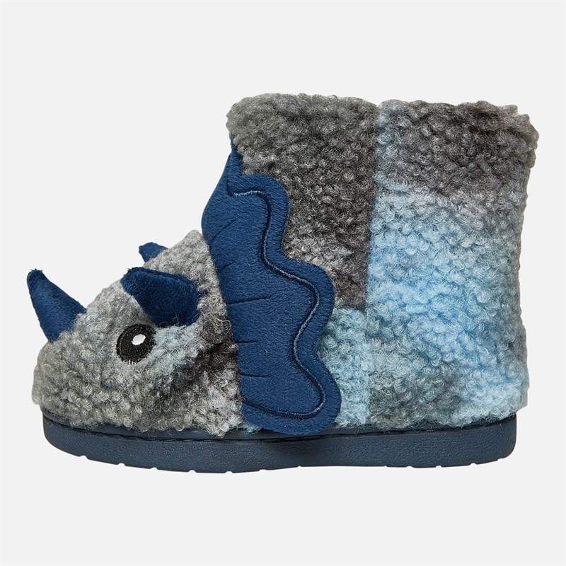 Mad Wax Boys Dinosaur Bootie Slippers Grey/Blue - Image 2