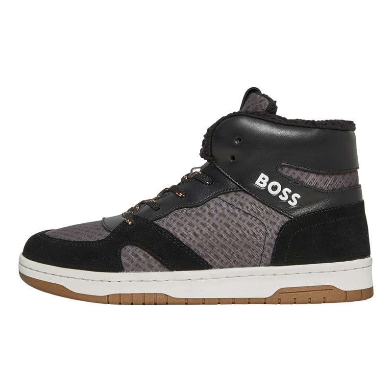 BOSS Junior Boys Logo High Top Trainers Black - Image 1