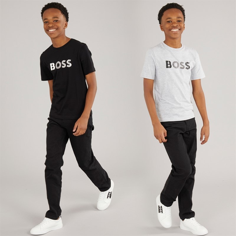 BOSS Boys Two Pack T-Shirt Black/Grey - Image 3