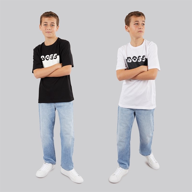 BOSS Boys Two Pack T-Shirts Black  White - Image 3