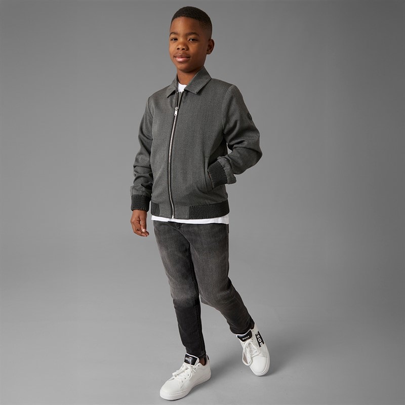 BOSS Boys Smart Zip Through Jacket Black - Image 4