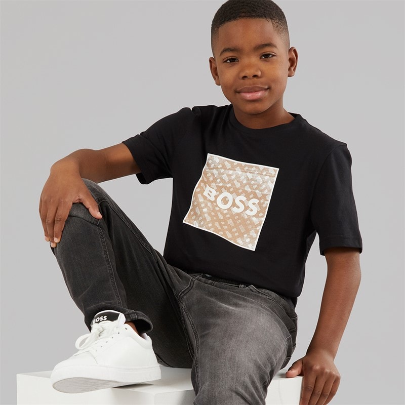 BOSS Boys Short Sleeve T-Shirt Black - Image 1