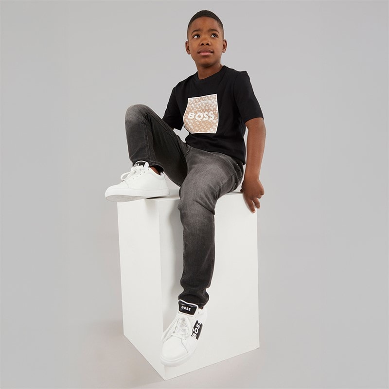 BOSS Boys Short Sleeve T-Shirt Black - Image 4