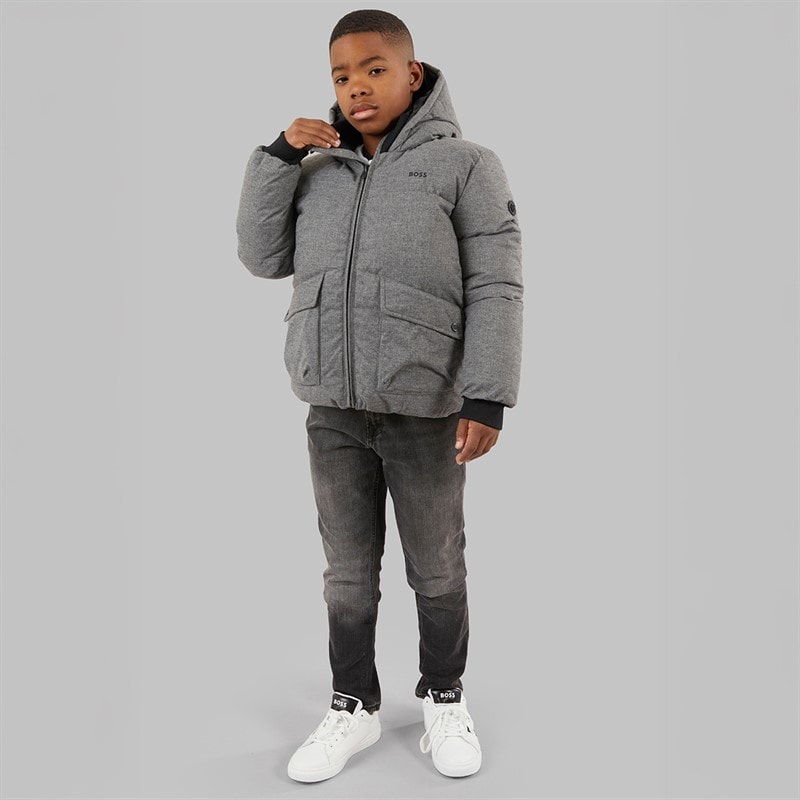 BOSS Boys Puffer Jacket Heather Grey - Image 4