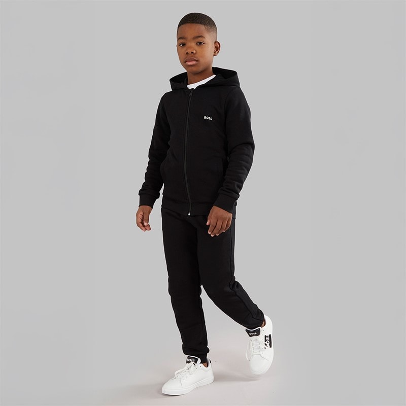 BOSS Boys Zip Through Hoodie Black - Image 4
