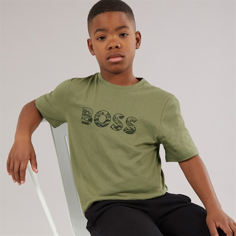 BOSS Boys Short Sleeve T-Shirt Green - Image 1