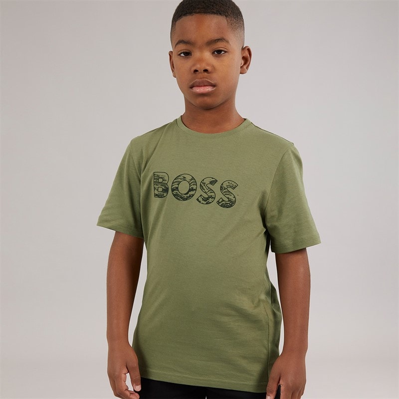 BOSS Boys Short Sleeve T-Shirt Green - Image 3