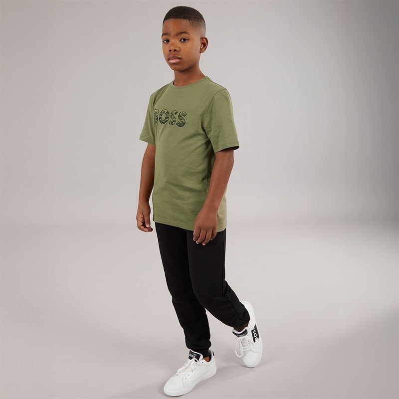 BOSS Boys Short Sleeve T-Shirt Green - Image 4