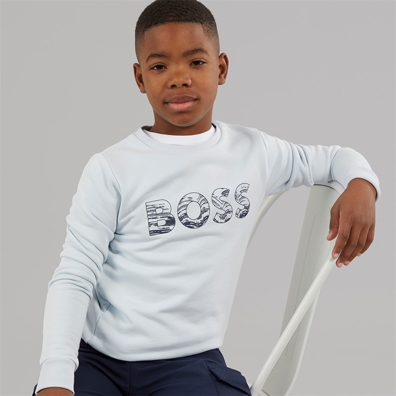 BOSS Boys Sweatshirt Pale Blue - Image 1