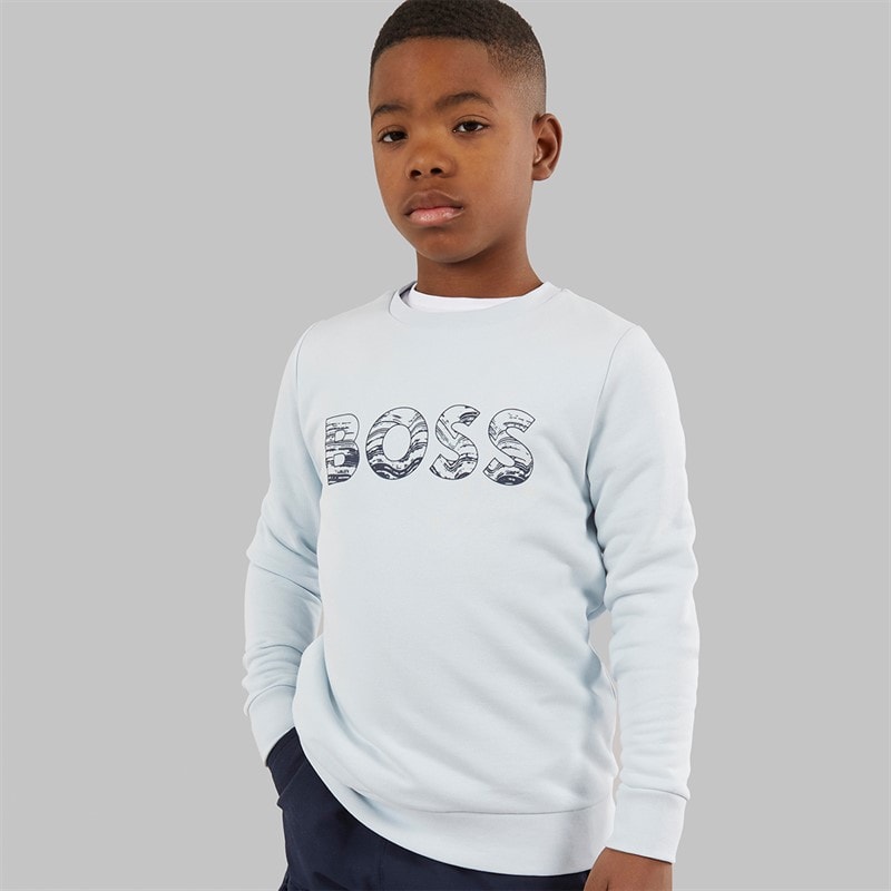 BOSS Boys Sweatshirt Pale Blue - Image 2