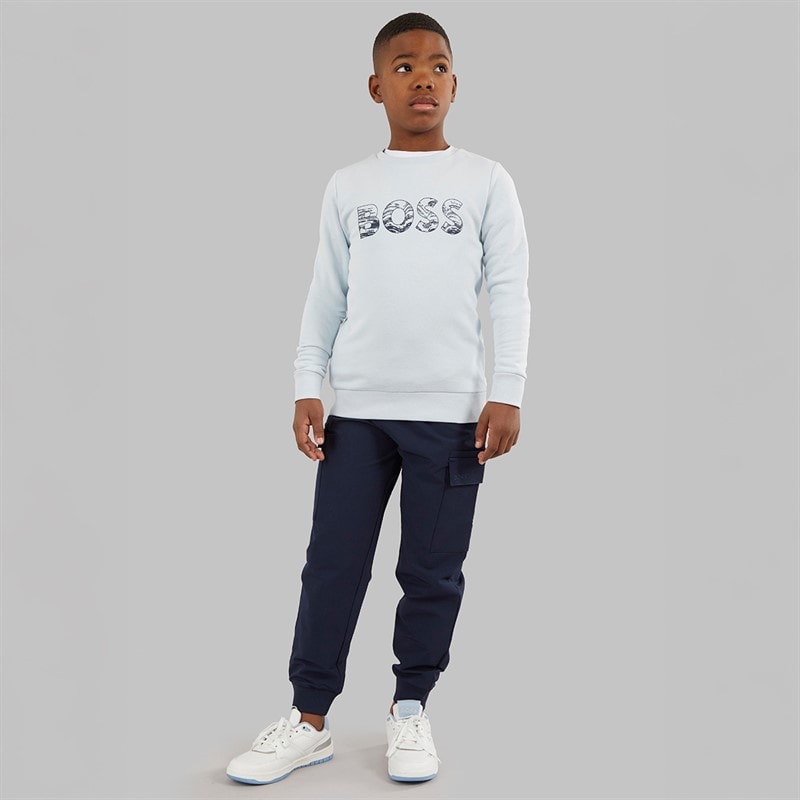 BOSS Boys Sweatshirt Pale Blue - Image 4