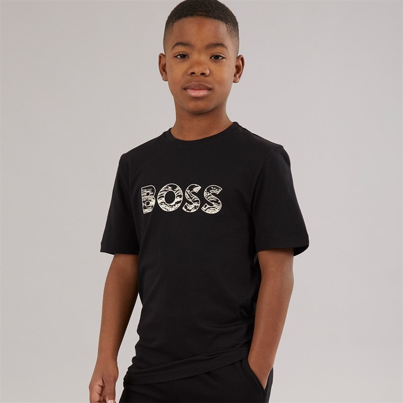 BOSS Boys Short Sleeve T-Shirt Black - Image 1