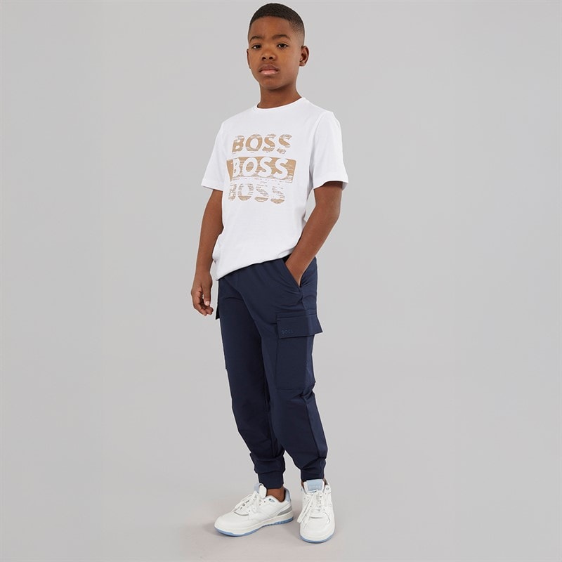 BOSS Boys Pocket Cargo Joggers Navy - Image 4