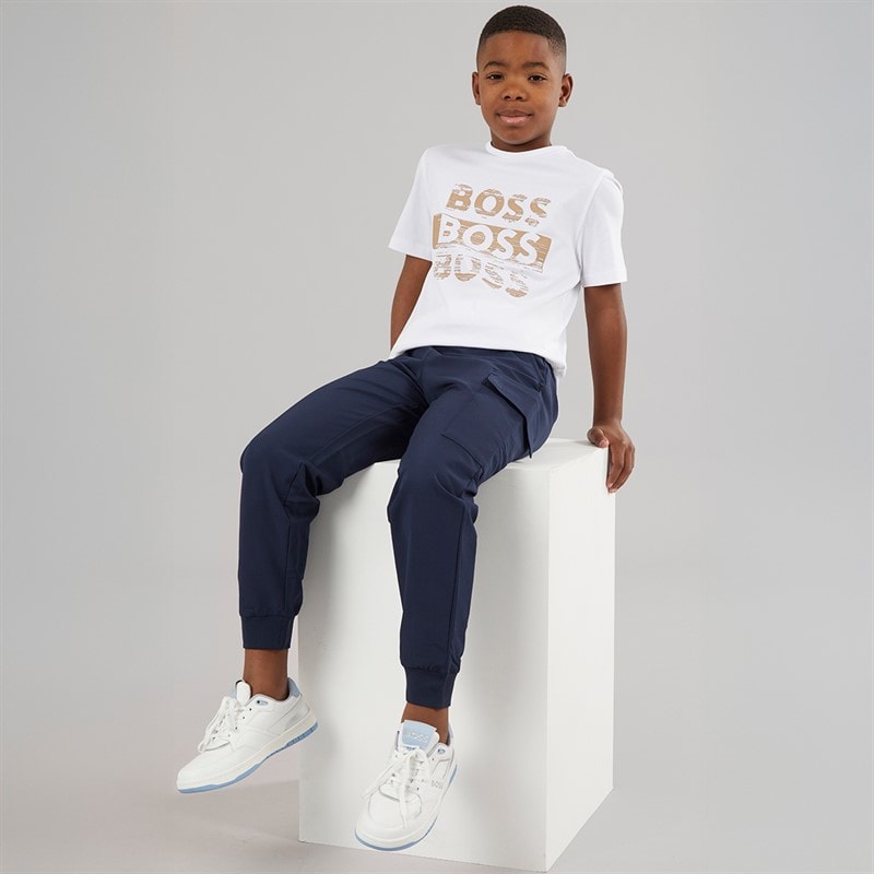 BOSS Boys Pocket Cargo Joggers Navy - Image 5