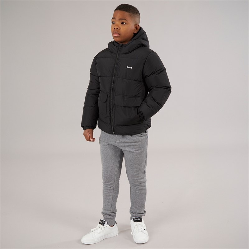 BOSS Boys Puffer Coat Black - Image 4