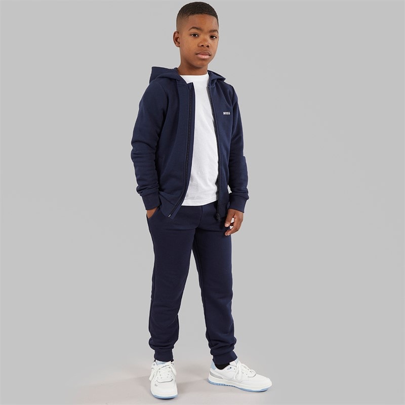 BOSS Boys Hoodie And Joggers Tracksuit Set Navy