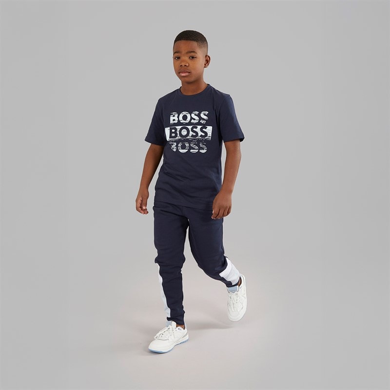 BOSS Boys Short Sleeve T-Shirt Navy - Image 3
