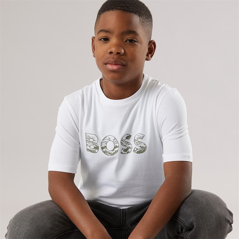 BOSS Boys Short Sleeve T-Shirt White - Image 1