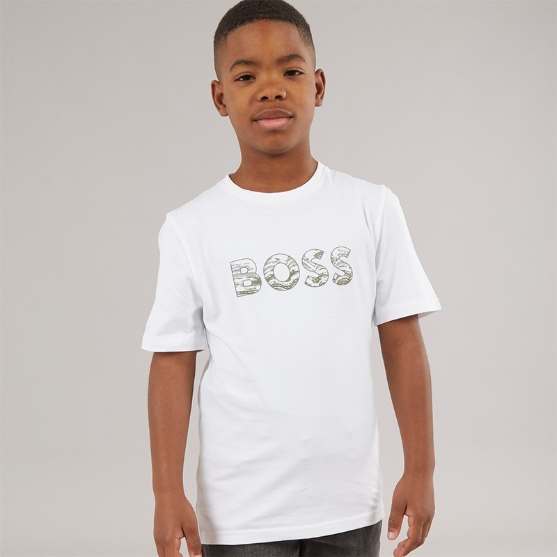 BOSS Boys Short Sleeve T-Shirt White - Image 3