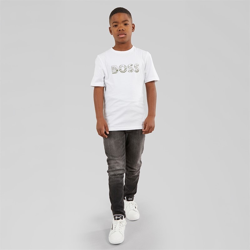 BOSS Boys Short Sleeve T-Shirt White - Image 4