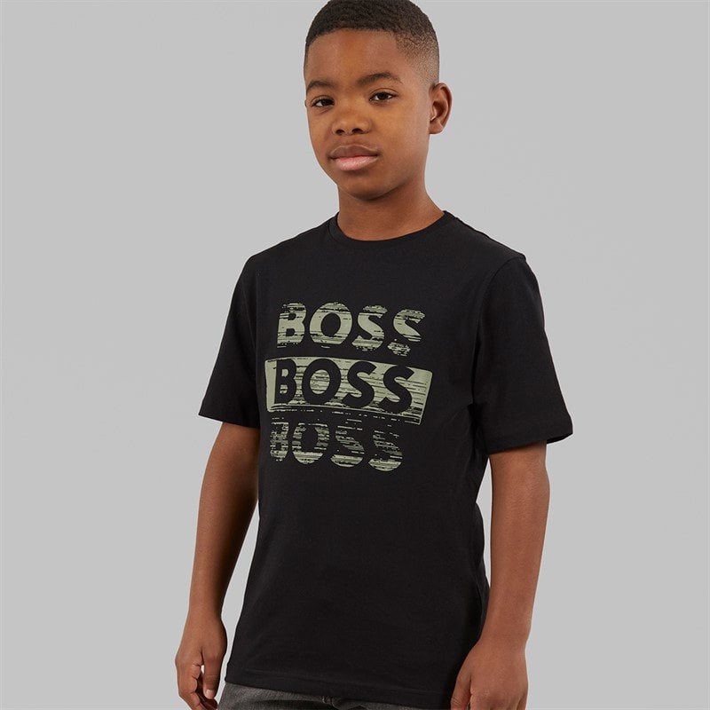 BOSS Boys Short Sleeve T-Shirt Black - Image 1