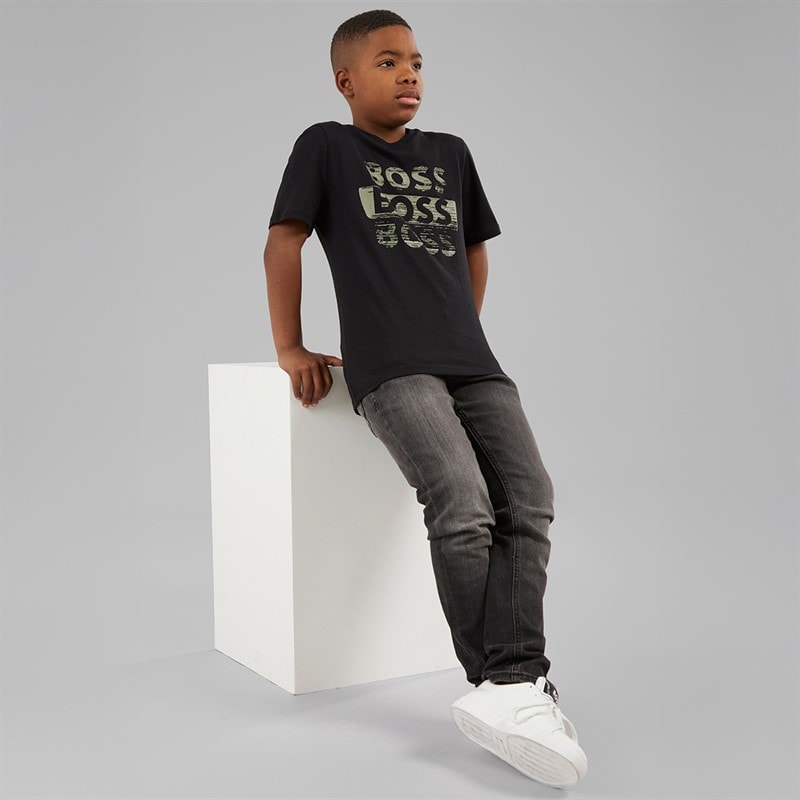 BOSS Boys Short Sleeve T-Shirt Black - Image 3
