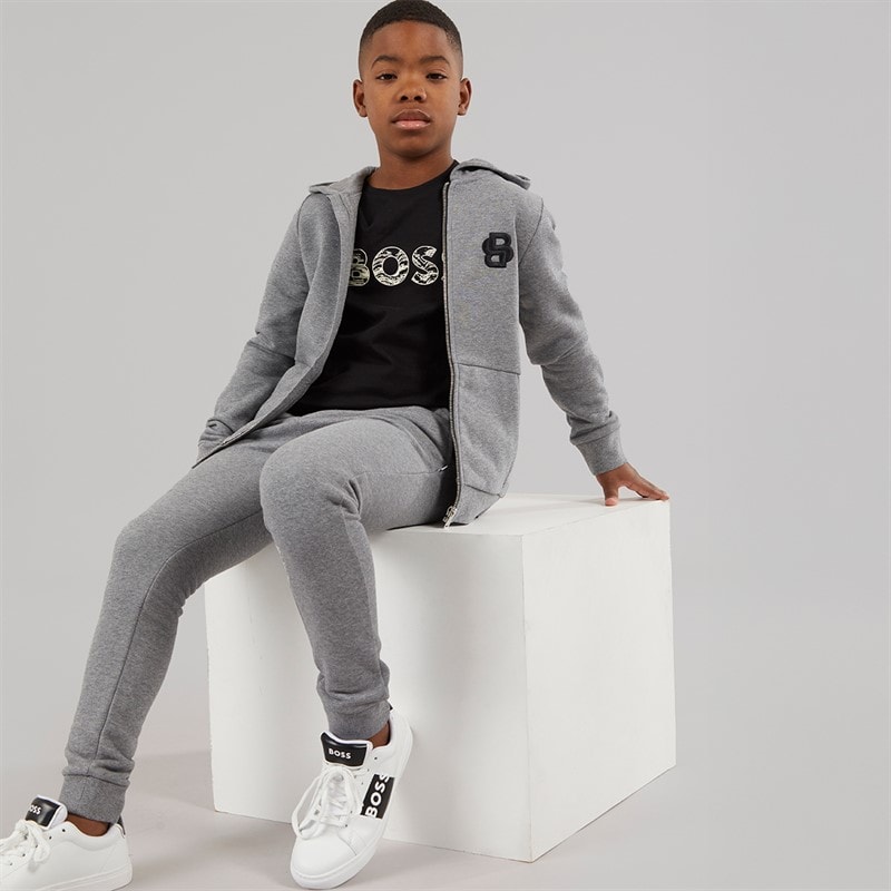 BOSS Boys Smart Joggers Heather Grey - Image 4