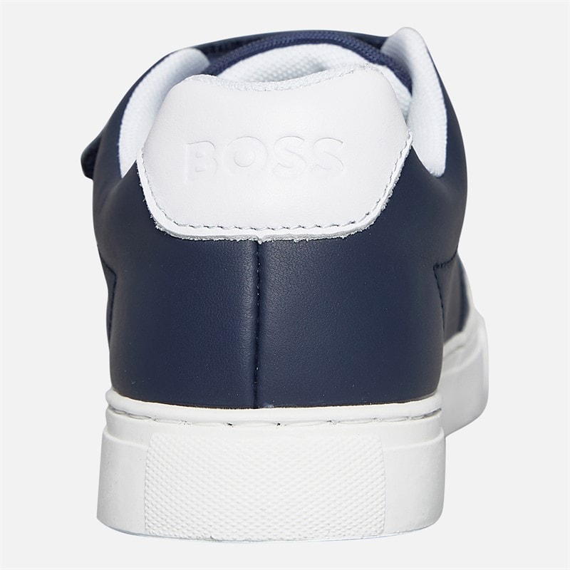 BOSS Boys Logo Three Strap Court Trainers Navy - Image 3