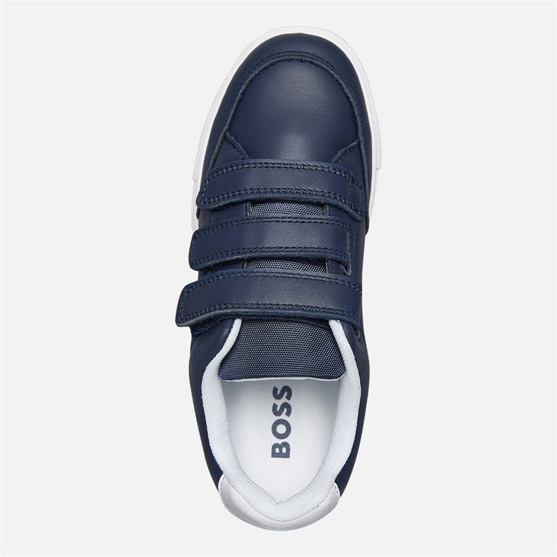 BOSS Boys Logo Three Strap Court Trainers Navy - Image 4