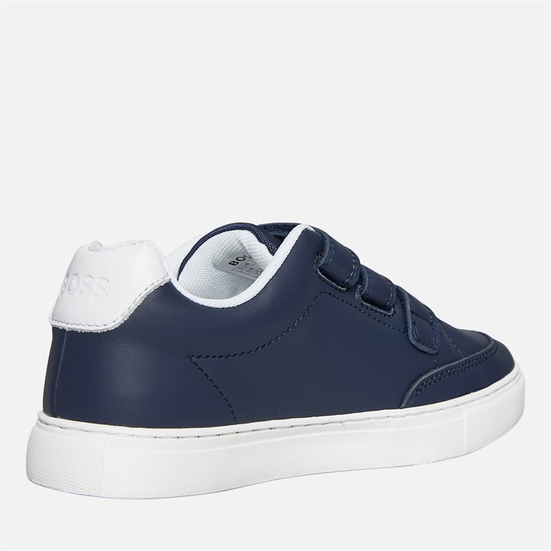 BOSS Boys Logo Three Strap Court Trainers Navy - Image 5