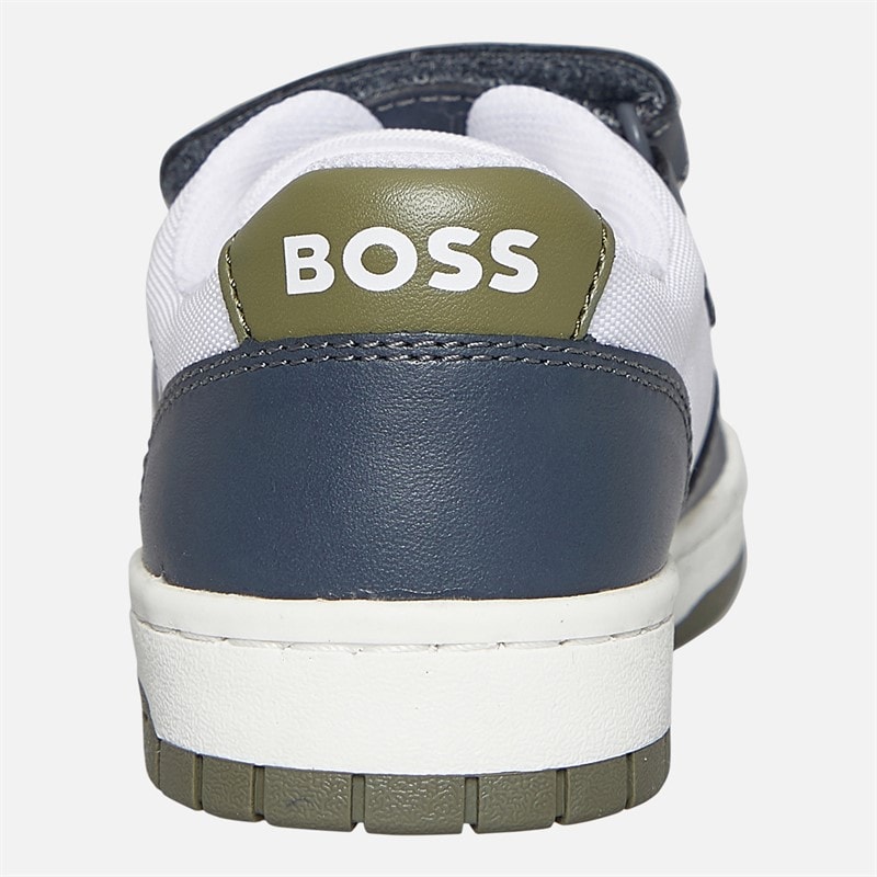 BOSS Infant Boys Single Strap Logo Court Trainers Dark Grey - Image 3